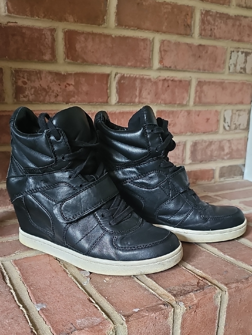 Ash Leather wedge sneakers 39/8.5 Black